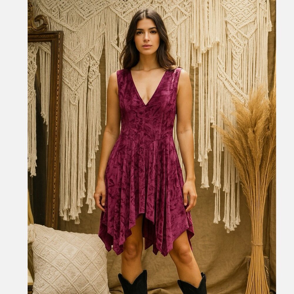 Silence + Noise Corina Velvet Drop Waist Midi Dress